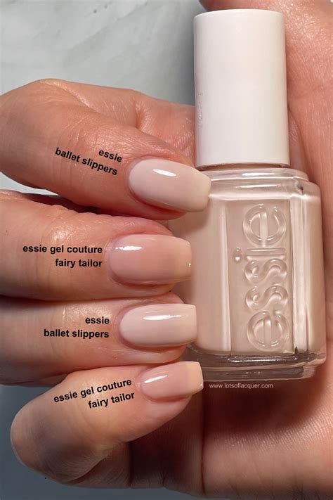 essie ballet slippers vs fairy tailor | Essie nail polish colors, Essie nail colors, Essie gel nails