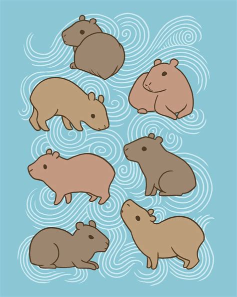 Capybara Art Print - Available in 4x6, 5x7, and 8x10 sizes by ColbyJackRabbit on Etsy Cute ...