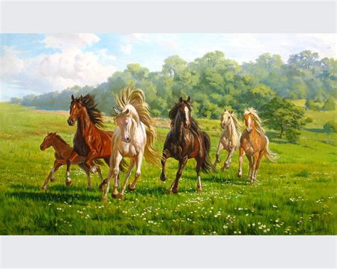 Large Landscape With Horses Oil Painting Canvas Original by Alexander ...