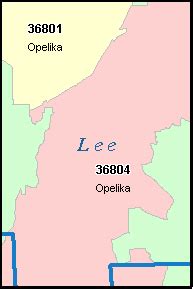 LEE County, Alabama Digital ZIP Code Map