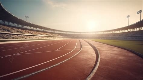 Stadium Backdrop Enhances 3d Render Of Running Track Background, Running Track, Sports Ground ...