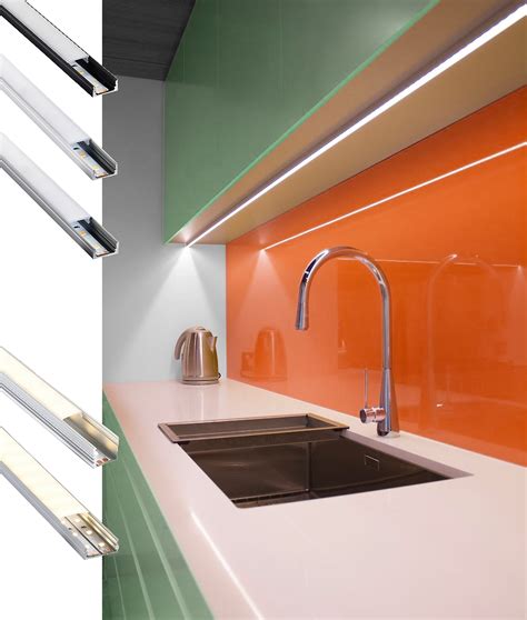 Kitchen Lighting for Under Wall Units. Slimline, deep and corner profiles for LED tape diffused ...