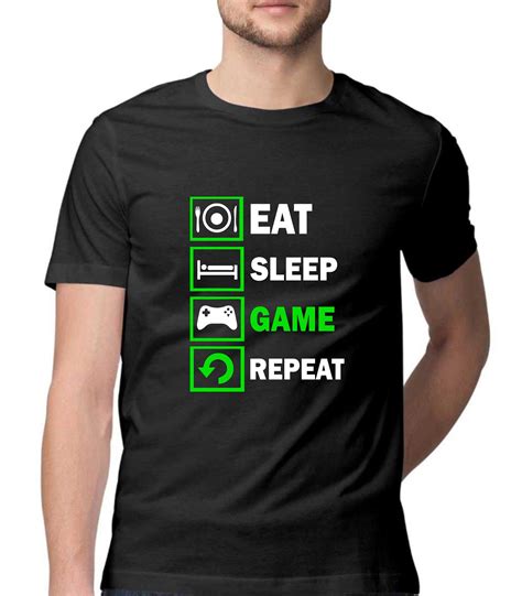 Eat Sleep Game Repeat T-shirt 100% Bio-washed Cotton Round | Etsy