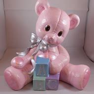 Large Ceramic Hand Painted Baby Pink ABC Teddy ... - Folksy