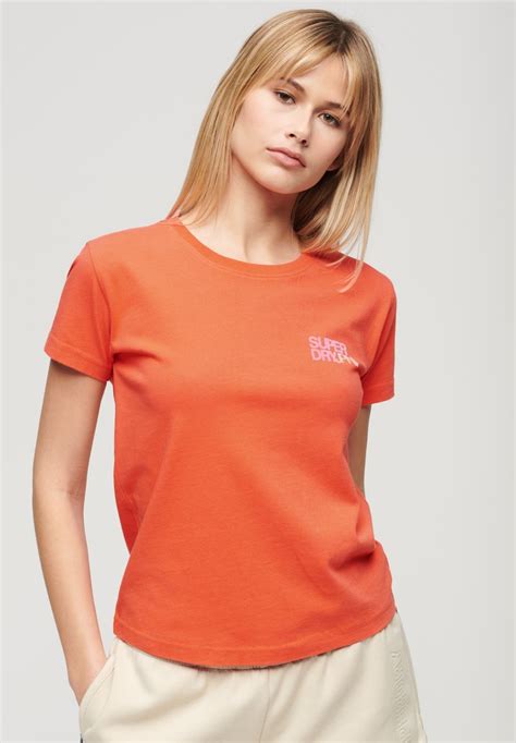 Superdry SPORTSWEAR LOGO - T-shirts print - hot coral/koral - Zalando.dk