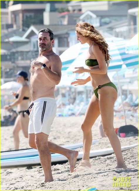 Jon Hamm Goes Shirtless for Beach Day with Girlfriend Anna Osceola ...