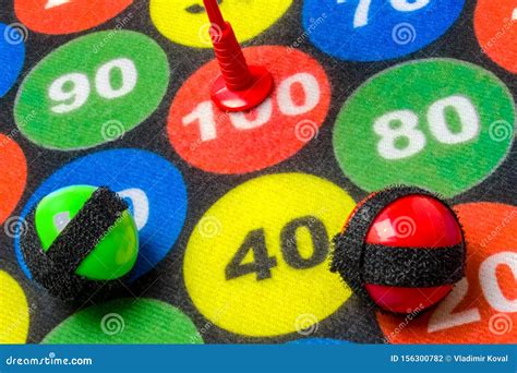 Children`s Darts with Velcro Darts and Balls Close-up Stock Photo - Image of round, close: 156300782