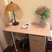 Amazon.com: Tangkula Folding Computer Desk with 3 Storage Drawers, Mobile Home Office Desk Study ...