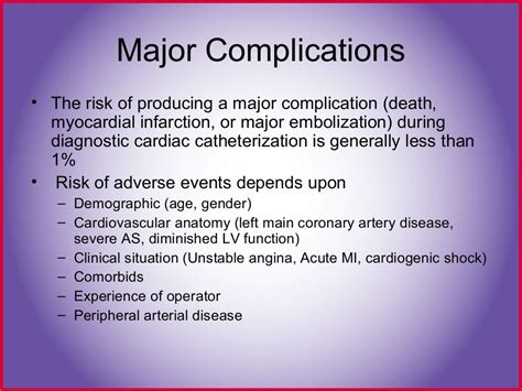 Cardiac cath complications