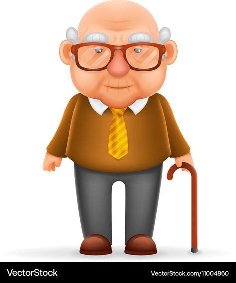 Old man grandfather 3d realistic cartoon character