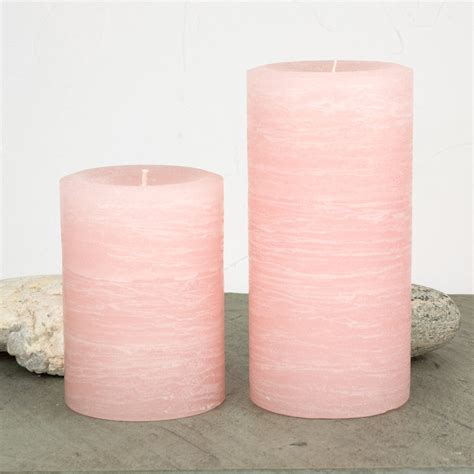 Pale Dogwood Pink Rustic Pillar Candle | Nordic Candle