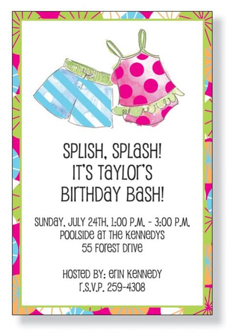 Kids Pool Party Invitation