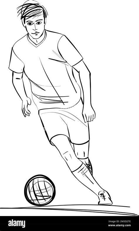 Soccer or football Player Sketch - Soccer player kicks the ball. Vector illustration Stock ...