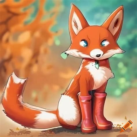Cute anime fox wearing wellies on Craiyon