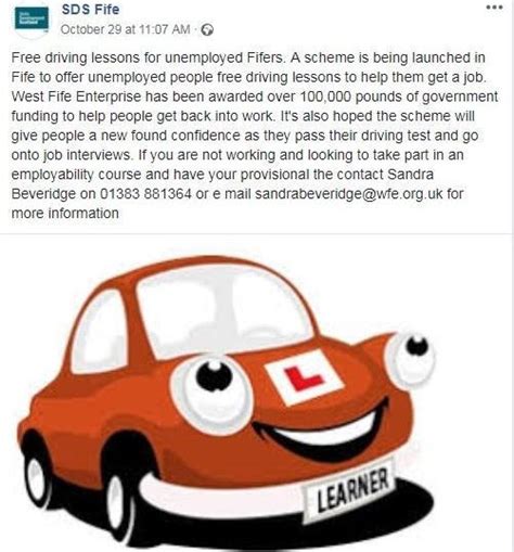 Fife company offers government-funded scheme to give free driving lessons to the unemployed ...