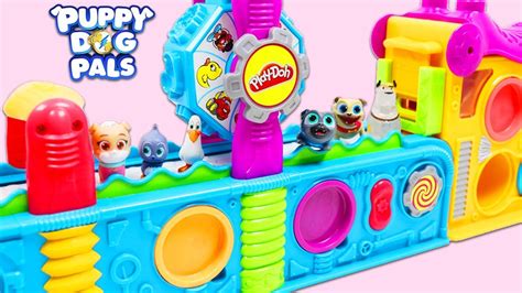 Disney Jr Puppy Dog Pals Use Magic Play Doh Mega Fun Factory Playset to Make Surprise Toys ...