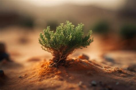 Premium AI Image | A small tree in the desert