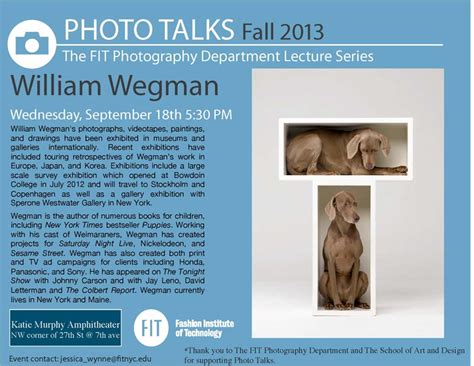 Wegman and his well dressed Weimaraners coming to FIT – FIT School of ...