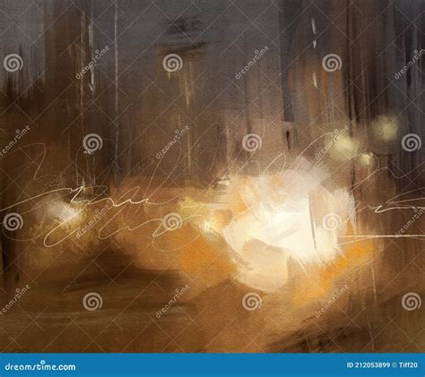 Night City. Modern Painting Stock Image - Image of artist, landscape ...