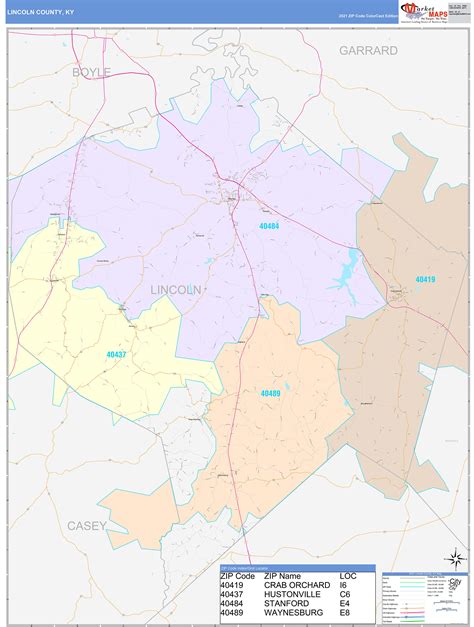 Lincoln County, KY Wall Map Color Cast Style by MarketMAPS - MapSales