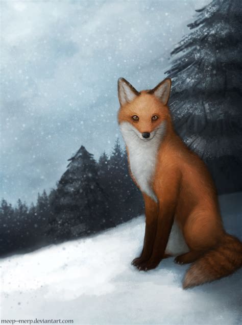 Snowy Fox by Meep--Merp on DeviantArt