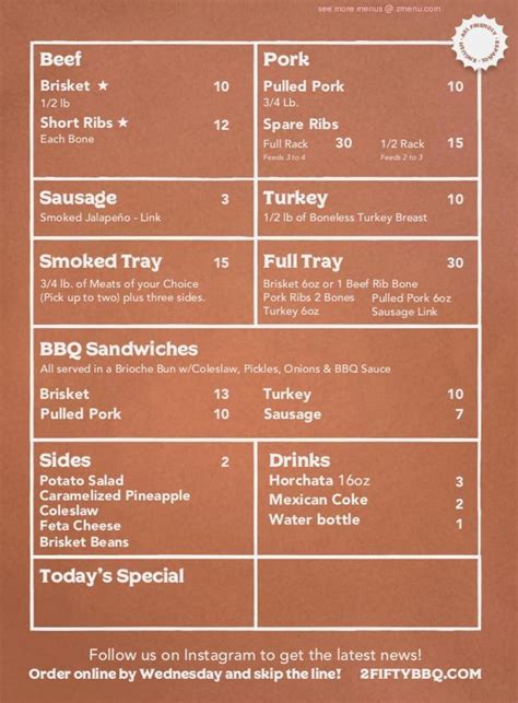 Online Menu of 2Fifty Texas BBQ Restaurant, Riverdale, Maryland, 20737 - Zmenu