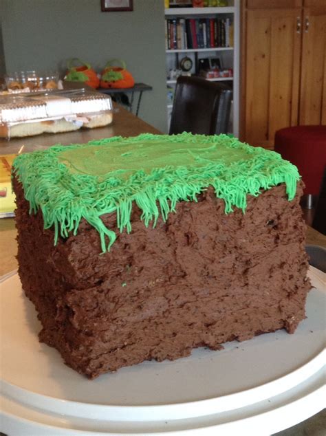 Homemade Minecraft Grass Block Cake