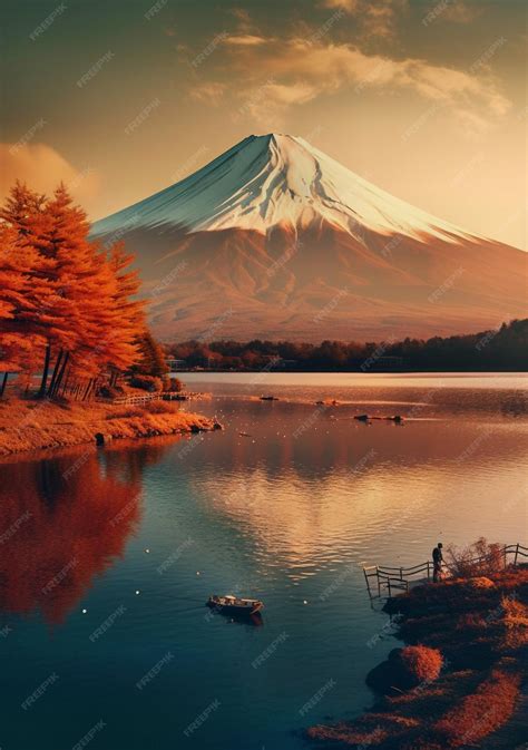 Premium AI Image | sunrise over mt fuji