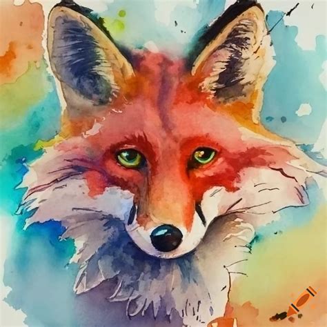 Watercolor painting of a fox head logo
