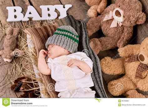 Sleeping Child and Teddybears. Stock Image - Image of innocent, cute: 95785861