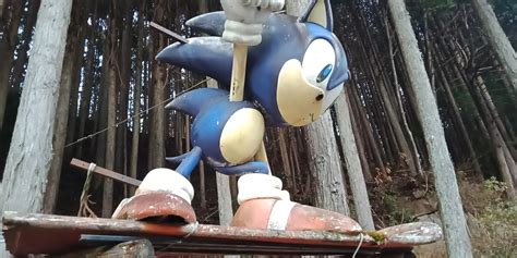 There is a giant Sonic statue lurking in the woods in Japan. "Location ...