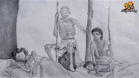 Famine in the village | Starving people | Pencil sketch | by Being ...