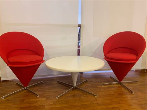 Vitra Verner Panton Cone chairs n coffee table, Furniture & Home Living, Furniture, Tables ...