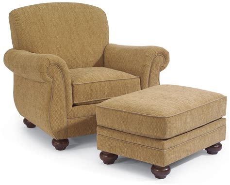 Flexsteel Winston Upholstered Arm Chair with Ottoman | Sheely's ...