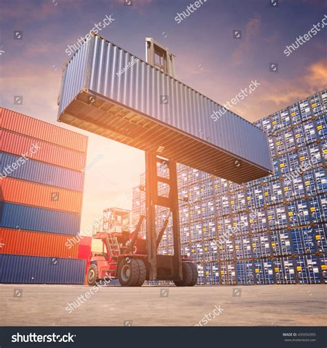 Forklift Truck Lifting Cargo Container Shipping Stock Photo (Edit Now ...