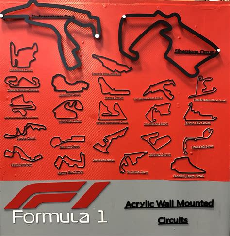 F1 Tracks| Acrylic Black Wall Mounted | Grand Prix Circuit