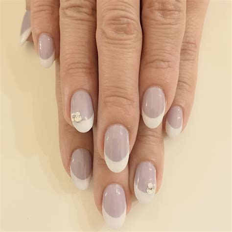 grayish purple & white french nails | White french nails, Nails, French nails