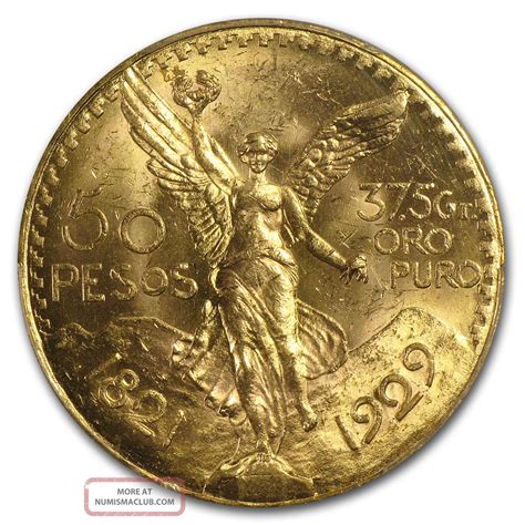 1929 Mexico 50 Pesos Gold Coin - Ms - 63 Pcgs - Sku 83046