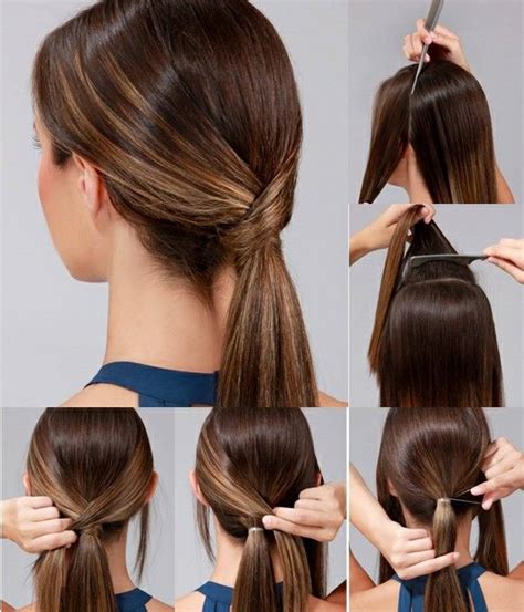 Cabello recogido cruzado | Low ponytail hairstyles, Diy hairstyles ...