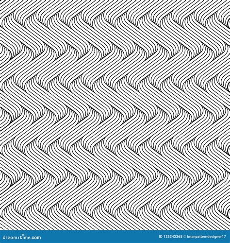 Black and White Curved Lines Seamless Pattern Stock Vector - Illustration of irregular, line ...