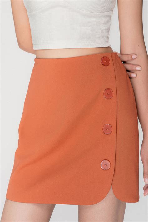 Orange Front Button Mini Skirt – LIBÉ