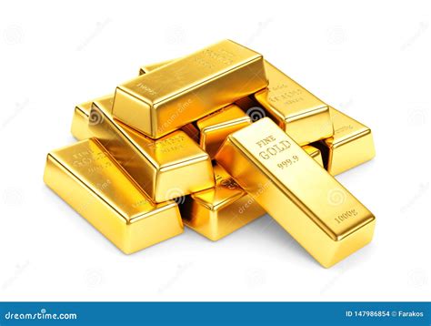 Gold Bars Pile Isolated on White Background Stock Illustration - Illustration of market, group ...