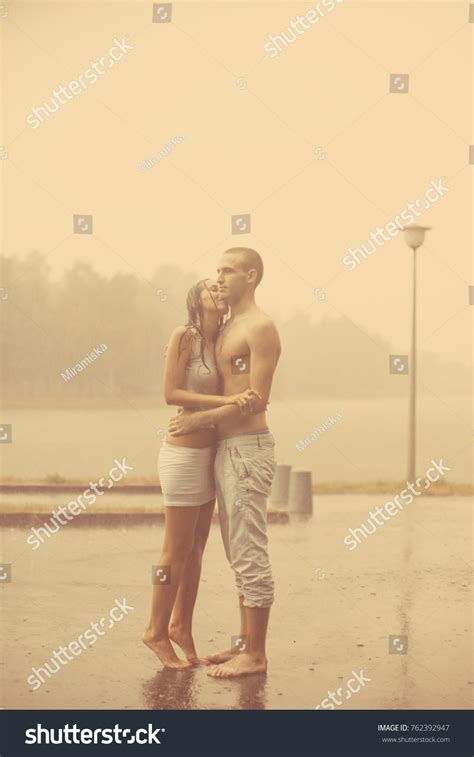 Loving Couple Rain Barefoot Man Woman Stock Photo 762392947 | Shutterstock