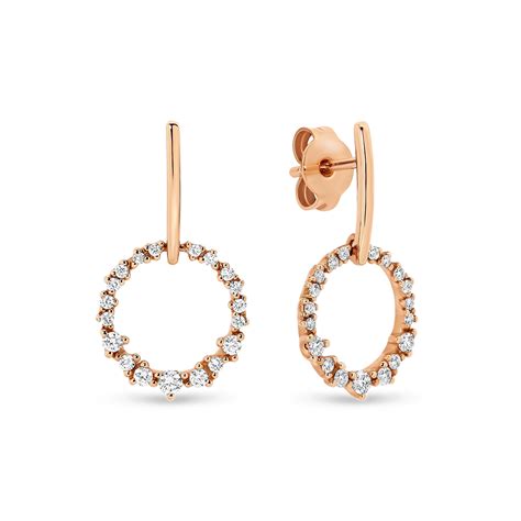 Diamond Circle Drop Earrings in Rose Gold - Gregory Jewellers