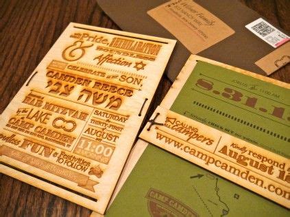 This Bar Mitzvah invitation made from wood was perfect for a weekend celebration that took place ...