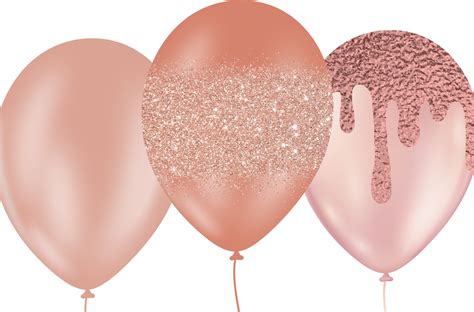 Rose Gold Balloons Clipart Glitter Balloon PNG Digital | Etsy