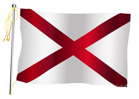 Alabama State Waving Flag And Flagpole Digital Art by Bigalbaloo Stock ...