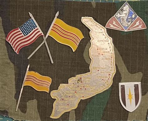 VIETNAMESE PIN SSI Beercan Metal DI ARVN US Flag Plaque Pieces Set 44th MD Map $84.99 - PicClick