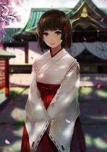 short hair, Brunette, Anime, Anime girls, Kimono, Japanese clothes ...