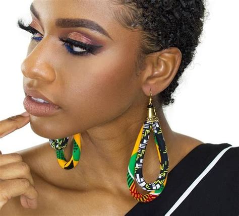 Kente Earrings African Earrings Double Loop Kente Ankara Earrings Afro ...